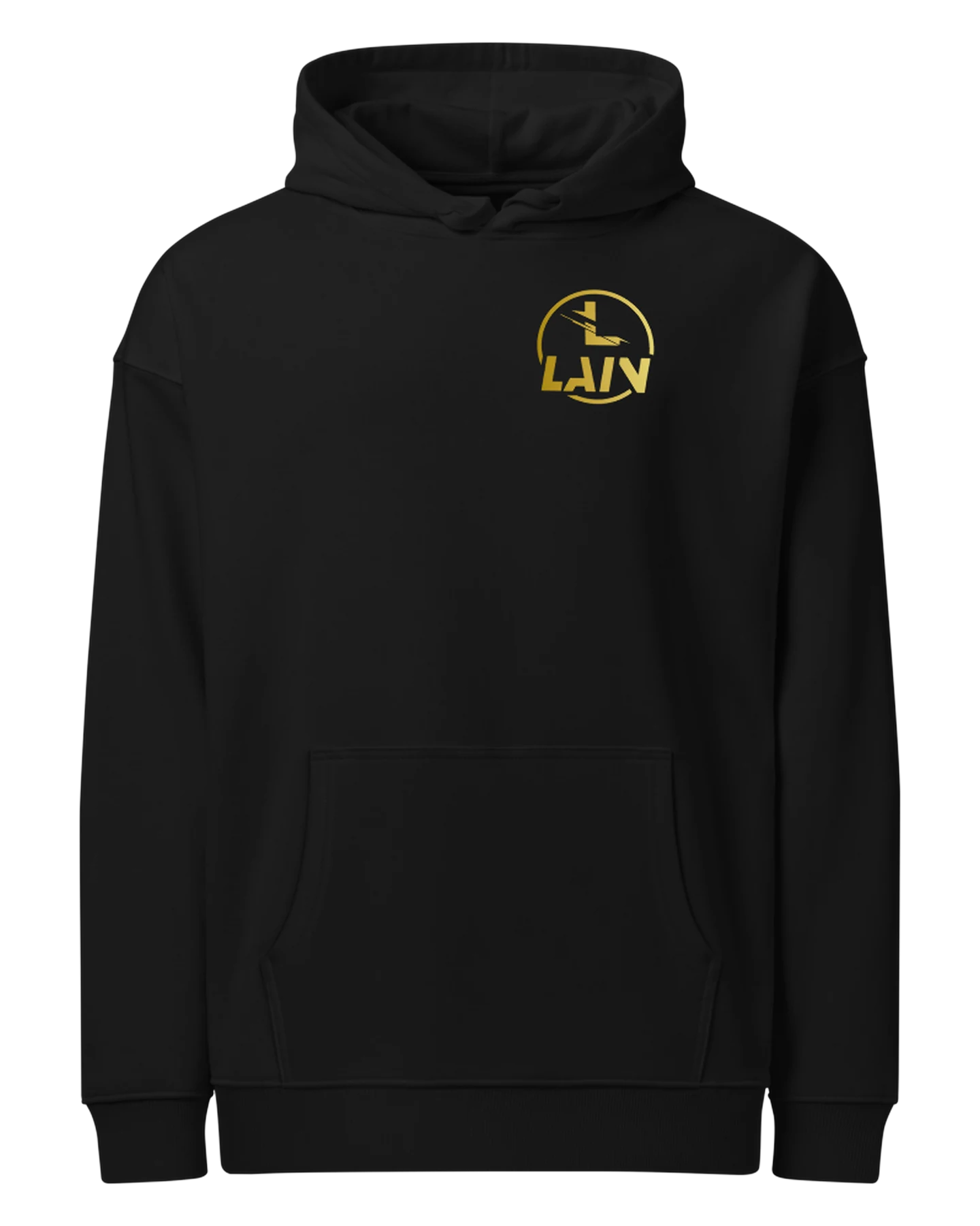 Hoodie «Spiegel», vorn: LAIN-Ringlogo auf der Brust